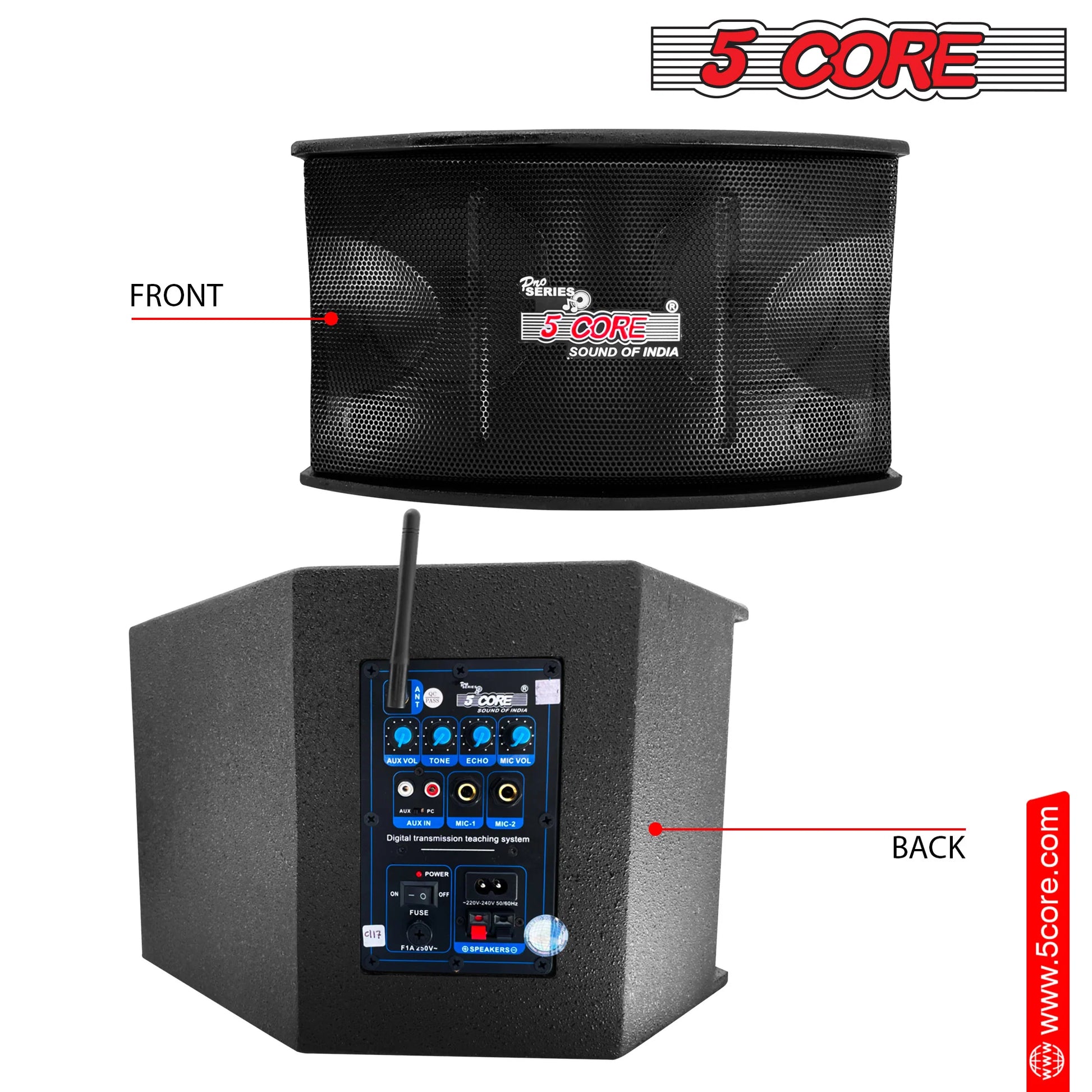 5Core Voice Amplifier 200W Portable PA Speaker System + Wireless Lavalier Microphone