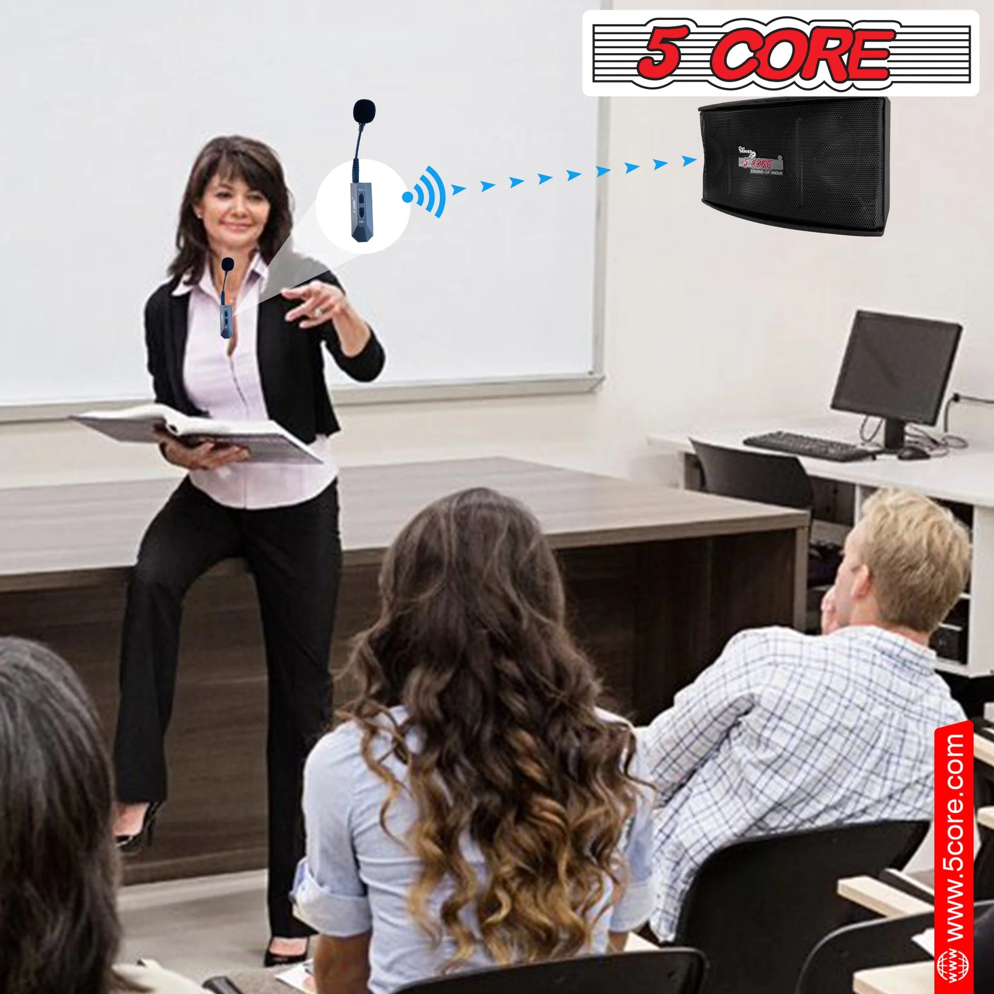 5Core Voice Amplifier 200W Portable PA Speaker System + Wireless Lavalier Microphone