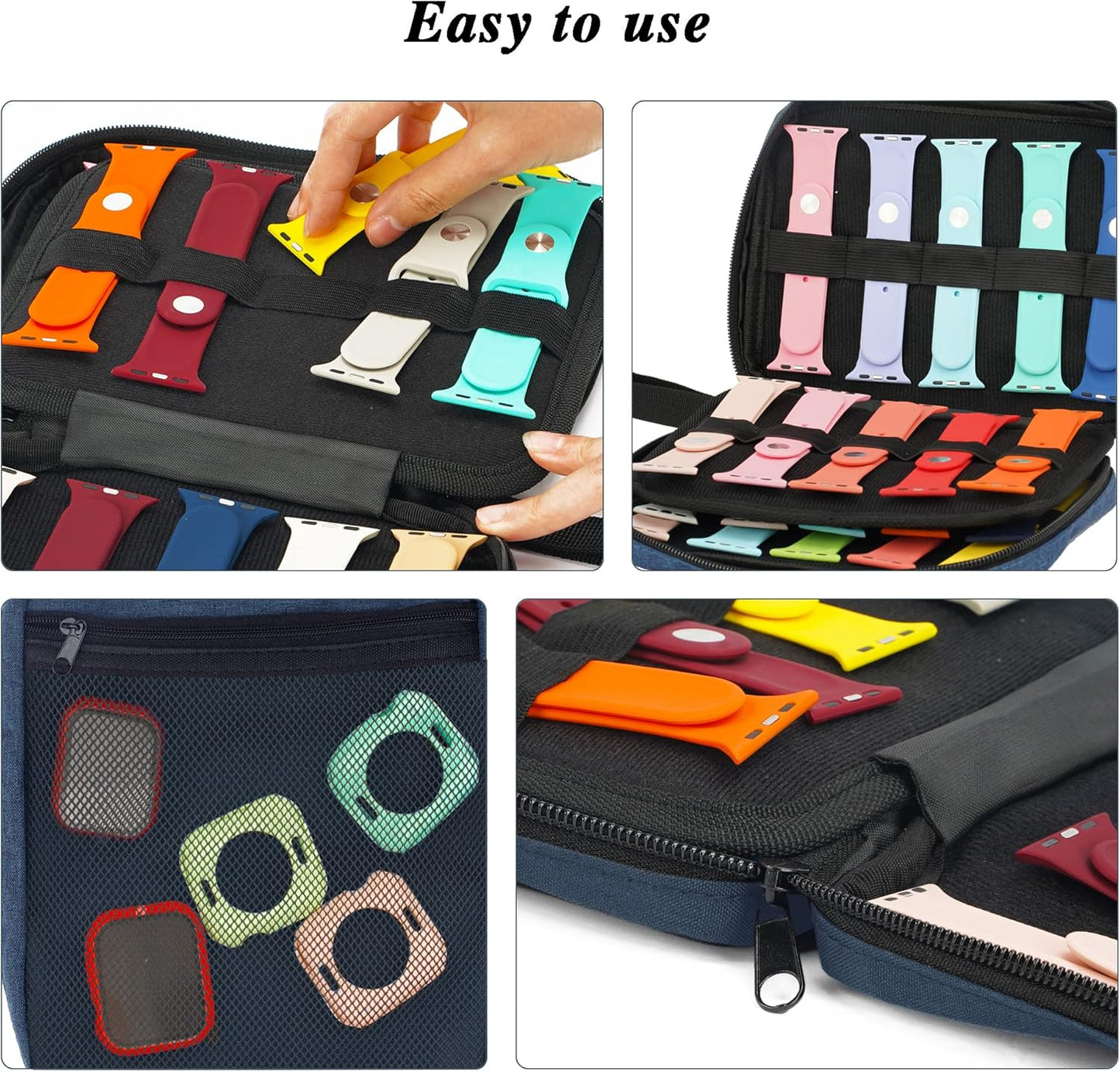 20 Watch Bands Storage Carrying Case Compatible with Watches,Expandable Watch Band Holder Stores 20 Watch Bands Fit for Most Sizes of Watch Straps,Organizer for Watch Bands, Bag Only (Blue)